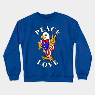 USA Bald Eagle PEACE LOVE Crewneck Sweatshirt